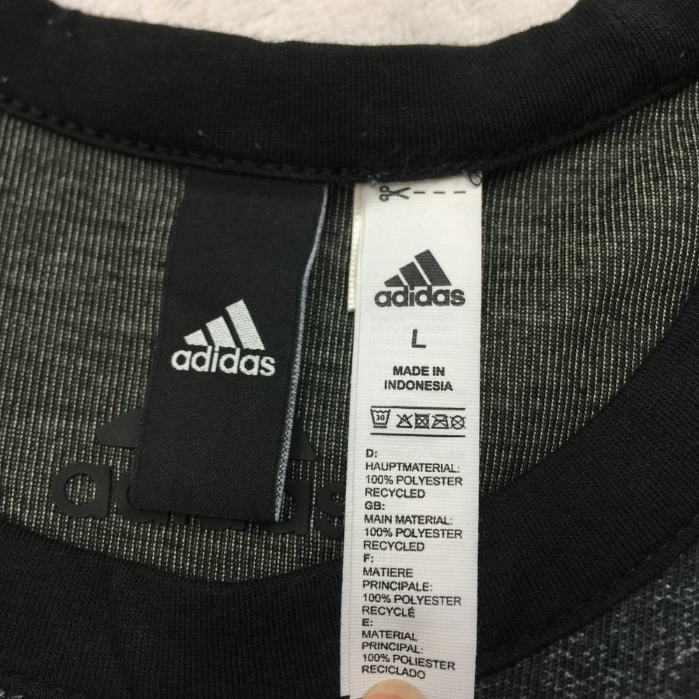 Like new! Adidas ID Sweatshirt L Black Gray Knit Tie Dye Side Slit Long Sleeve - Picture 8 of 11